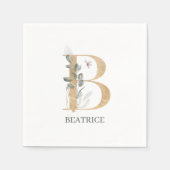 Serviette En Papier B Monogramme Floral Personnalisé (Devant)