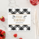 Serviette En Papier B&W Buffalo Check Brown Kraft Feliz Navidad (En situation)