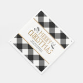 Serviette En Papier B&W Buffalo Check Brown Kraft Joyeux Noël (Coin)
