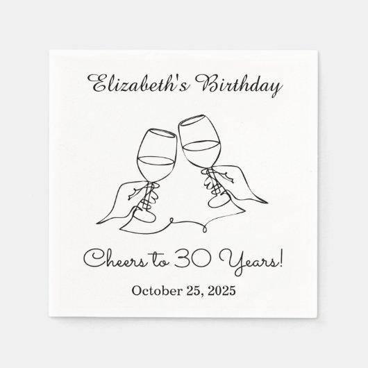 Serviette En Papier B&W moderne à 30 ans Anniversaire Napkin (Devant)