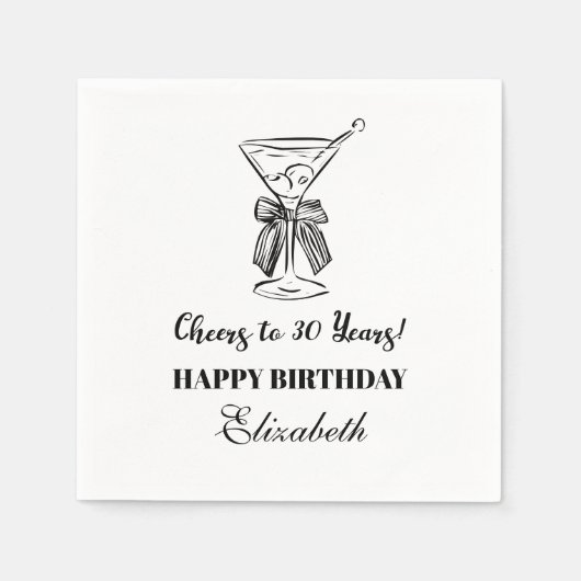 Serviette En Papier B&W moderne à 30 ans Anniversaire Napkin (Devant)