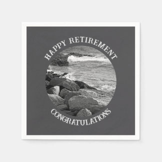 Serviette En Papier B & W Photographie de Wavy Ocean Retirement Party