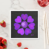 Serviette En Papier B&W Purple Hearts Beating (En situation)