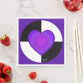 Serviette En Papier B&W Purple Hearts Beating (En situation)