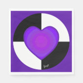 Serviette En Papier B&W Purple Hearts Beating (Devant)