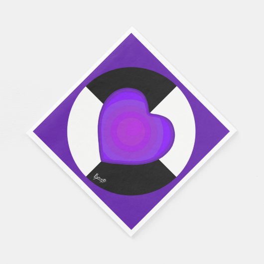 Serviette En Papier B&W Purple Hearts Beating (Coin)