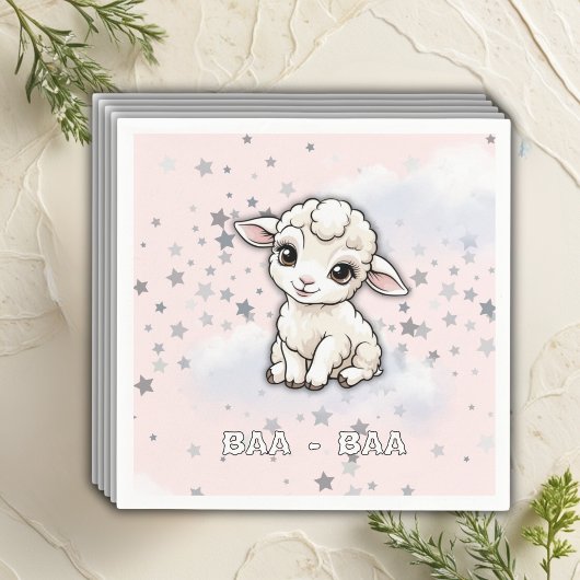 Serviette En Papier Baa-Baa Un Petit Baby shower D'Étoiles D'Agneau