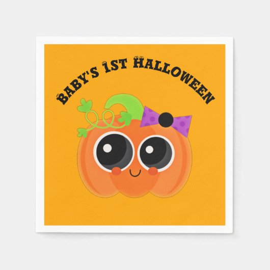 Serviette En Papier Baby 1er Halloween Petit Citrouille (Devant)