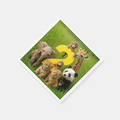 Serviette En Papier Baby African Animals With a Big Number Two (Coin)
