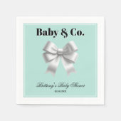Serviette En Papier Baby and Co. Baby shower bleu Turquoise moderne (Devant)