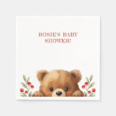 Serviette En Papier Baby Bear And Rowan Berries Baby Shower (Devant)