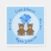 Serviette En Papier Baby Bear Boy Twins Papier serviettes (Devant)