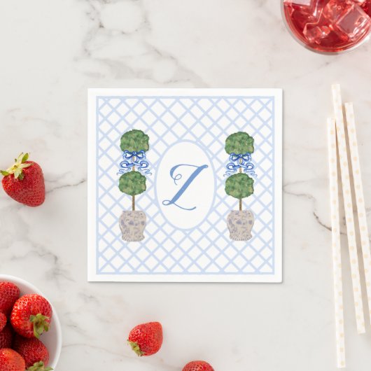 Serviette En Papier Baby Blue Chinoiserie Ginger Jar Jars Topiary (En situation)