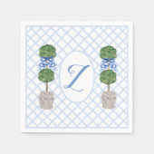 Serviette En Papier Baby Blue Chinoiserie Ginger Jar Jars Topiary (Devant)
