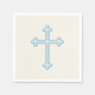 Serviette En Papier Baby Blue Cross Christening