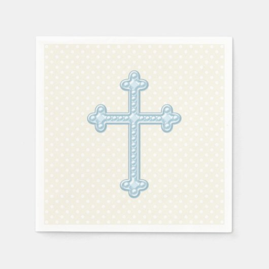 Serviette En Papier Baby Blue Cross Christening (Devant)