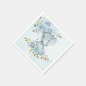 Serviette En Papier Baby Blue Floral mignonne Elephant Baby shower gar (Coin)