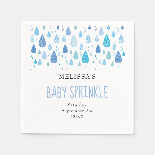 Serviette En Papier Baby Blue Raindrops Baby Boy Sprinkle Douche (Devant)