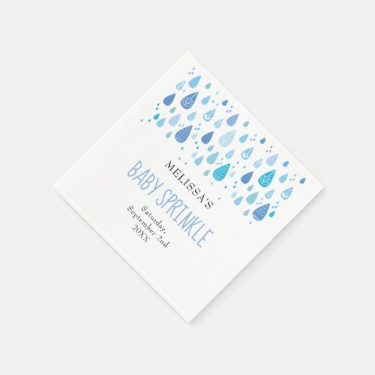 Serviette En Papier Baby Blue Raindrops Baby Boy Sprinkle Douche (Coin)