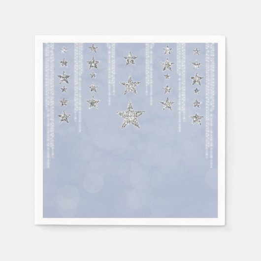 Serviette En Papier Baby Blue & Silver Parties scintillant Stars Sweet (Devant)