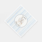 Serviette En Papier Baby Blue White Horses Rayures Baby Shower  (Coin)