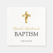 Serviette En Papier Baby Boy Baptism Simple Gold Cross Napkins (Devant)