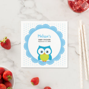 Serviette En Papier Baby Boy Big Eyed Smiling Owl Party Napkin