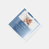 Serviette En Papier Baby Boy Blue Metallic Typographie Baptême (Coin)