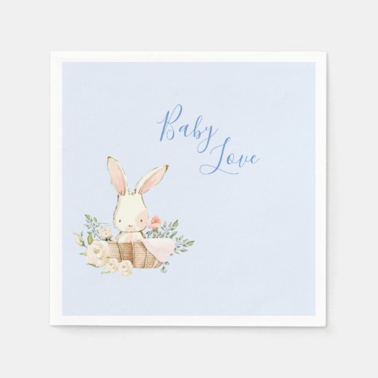 Serviette En Papier Baby Boy Blue Script mignon Baby shower adorable (Devant)