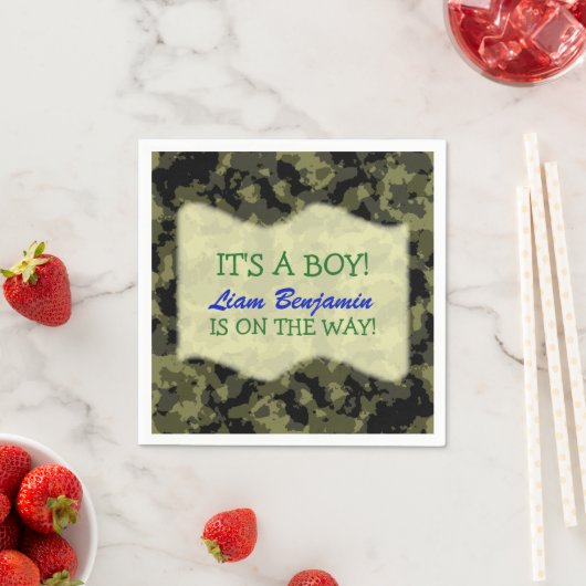 Serviette En Papier Baby Boy - Camo Baby shower à thème (En situation)