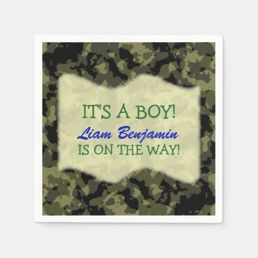 Serviette En Papier Baby Boy - Camo Baby shower à thème (Devant)
