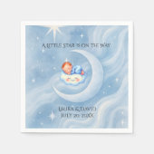 Serviette En Papier Baby Boy Douche Invitation Lune Étoiles Aquarelle (Devant)