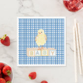 Serviette En Papier Baby Boy Little Chick Blue En vichy (En situation)