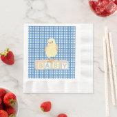 Serviette En Papier Baby Boy Little Chick Blue En vichy (En situation)