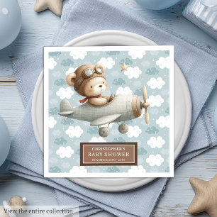 Serviette En Papier Baby Boy Nursery Theme Teddy Bear Pilote de servie