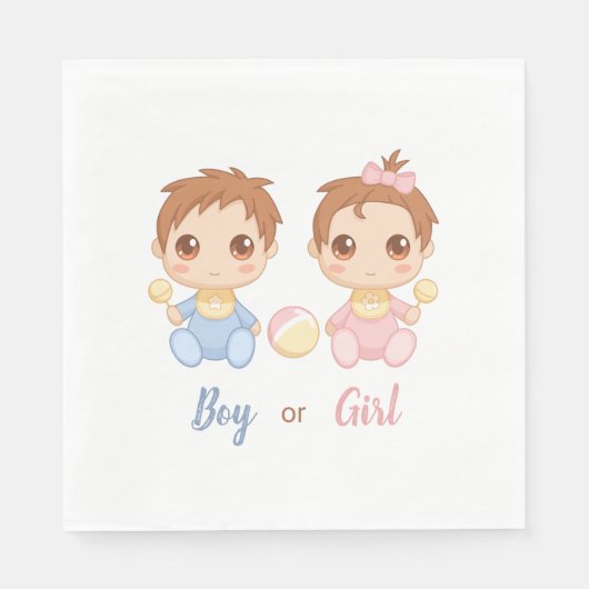 Serviette En Papier Baby Boy ou Girl Genre Reveal Party (Devant)