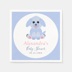 Serviette En Papier Baby Boy Shower Personnalisé Chiot bleu