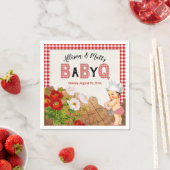 Serviette En Papier Baby Boy Shower Red En vichy Baby Q Barbeque (En situation)