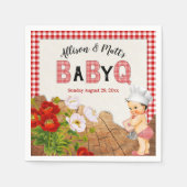 Serviette En Papier Baby Boy Shower Red En vichy Baby Q Barbeque (Devant)