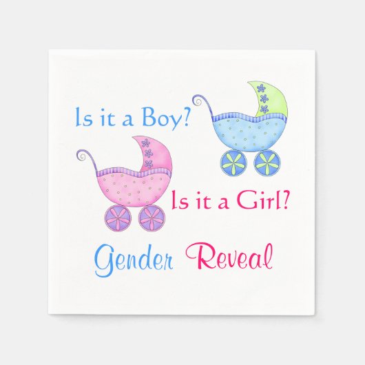 Serviette En Papier Baby Buggy Pink Blue Sveal Party (Devant)