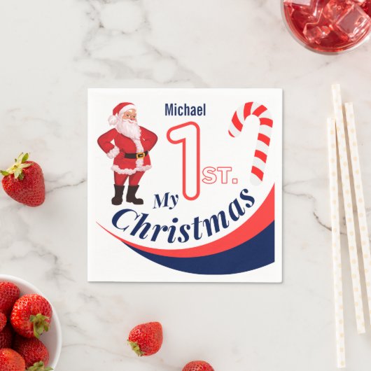 Serviette En Papier Baby de Noël "Mon 1er Noël" (En situation)