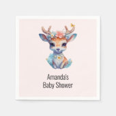 Serviette En Papier Baby Deer avec Antlers et Baby shower de fleurs (Devant)