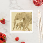 Serviette En Papier Baby Elephant avec c'est Mère (En situation)