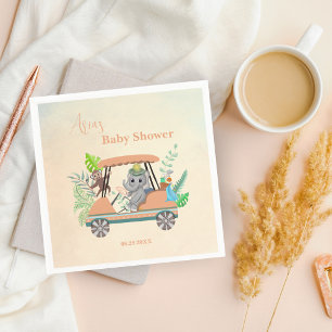 Serviette En Papier Baby éléphant et singe Boho pour Baby Shower de go