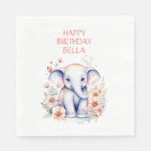 Serviette En Papier Baby Elephant Fille d'anniversaire Personnalisé (Devant)