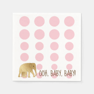 Serviette En Papier Baby Elephant Gold Pink