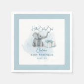 Serviette En Papier Baby Elephant Hello Baby Boy Blue Baby Sprinkel (Devant)