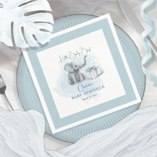 Serviette En Papier Baby Elephant Hello Baby Boy Blue Baby Sprinkel