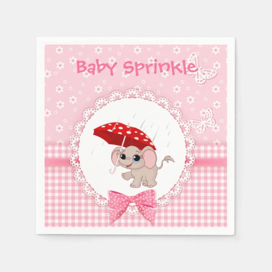 Serviette En Papier Baby Elephant rose Baby Sprinkle Party Napkin (Devant)