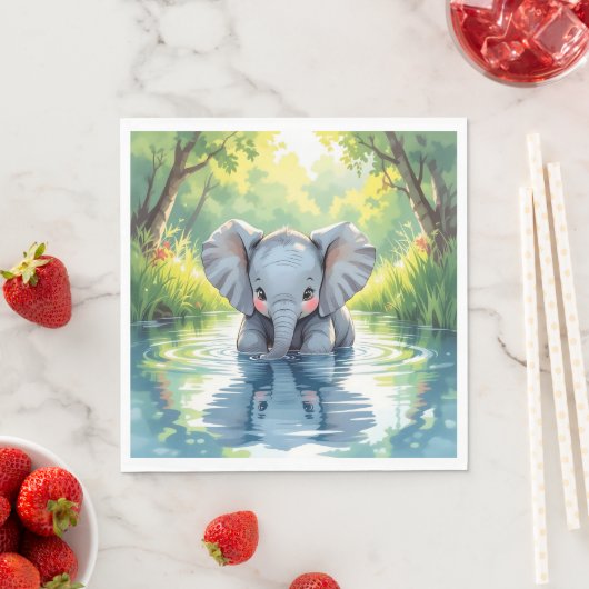 Serviette En Papier Baby Elephant Thème | Fête d'anniversaire (En situation)